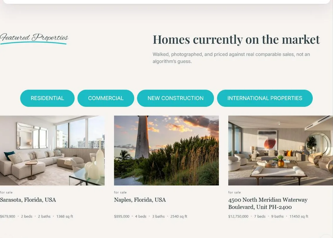 Property search on the Johanna Beras real estate website