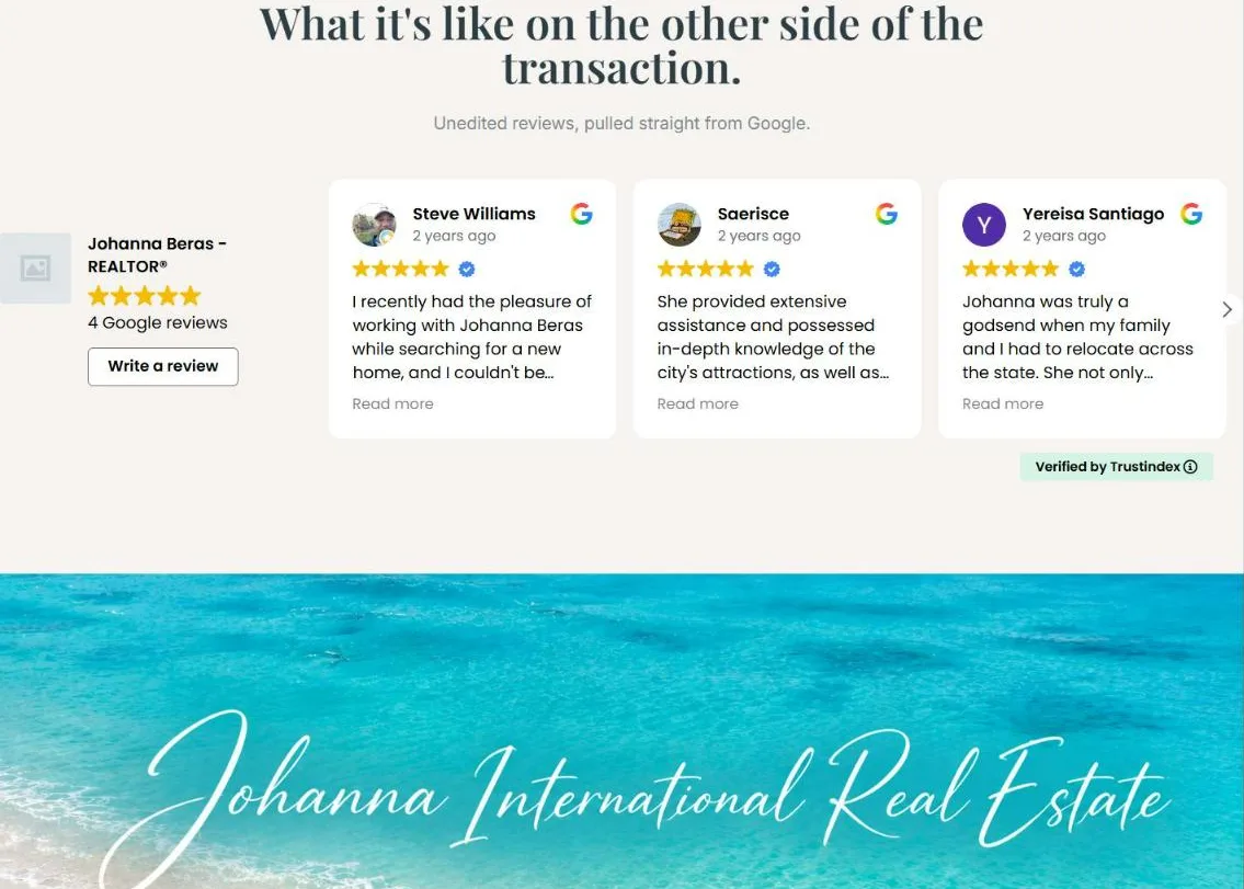 Google reviews on the site
