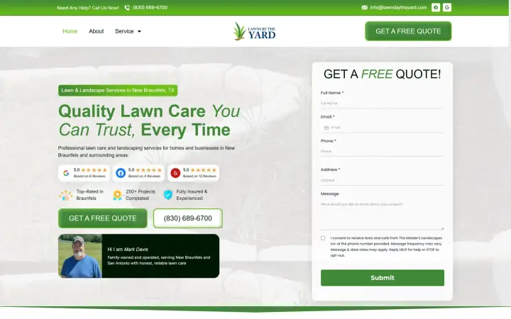 Lawns by the Yard website homepage built by KRWAAH