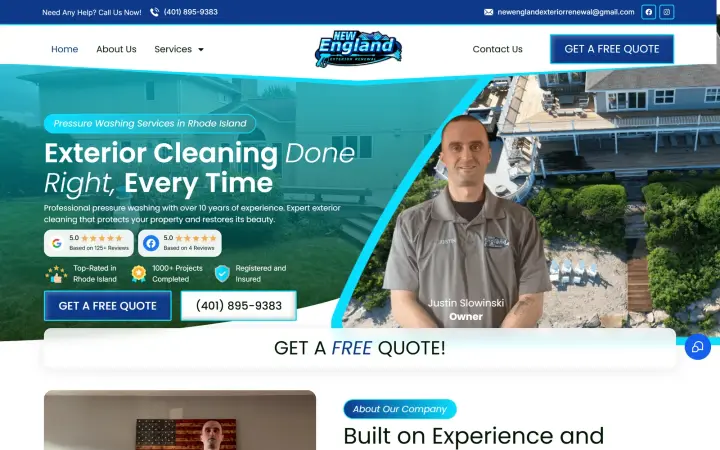 New England Exterior Renewal website homepage built by KRWAAH