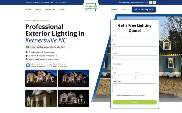 Premier Exterior Services website homepage built by KRWAAH
